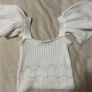 Zara Cream Ribbed Knit Top